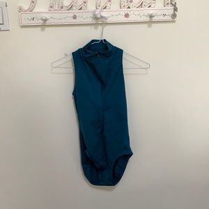 Teal zip up ballet leotard